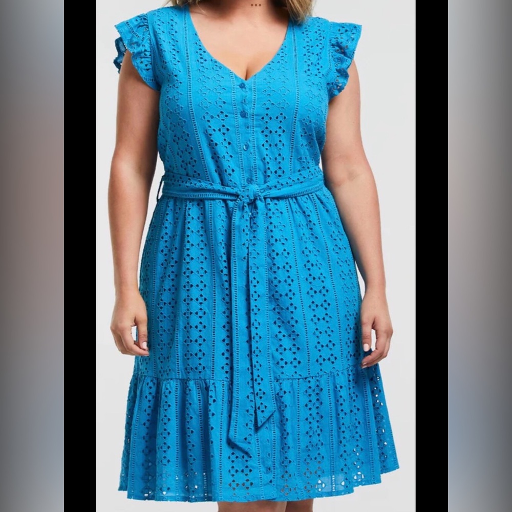 NWT ESTELLE Isle Dress in Turquoise Blue size 2X